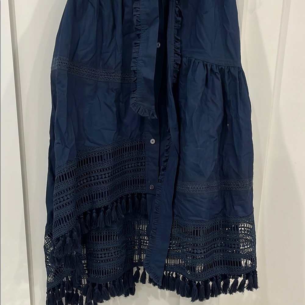 10 Crosby Derek Lam Blue Sleeveless Maxi Dress Mock Neck